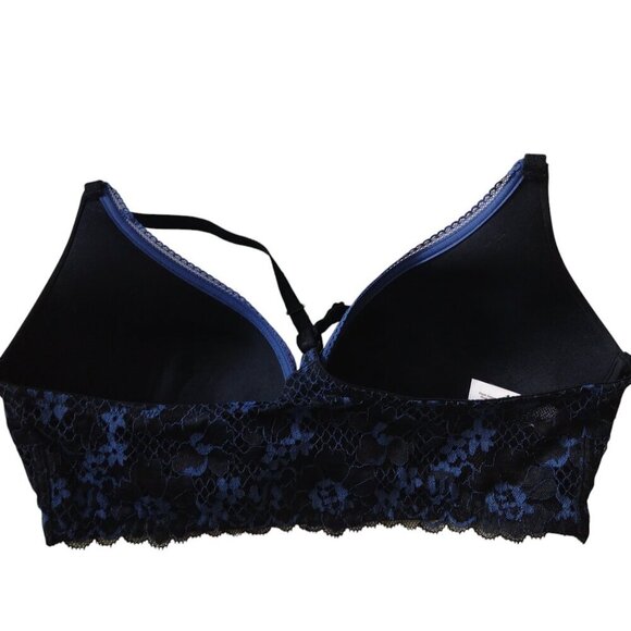 Adore Me Women's Size 34DD Black Blue Lace Pullover Padded Bra Wireless - Picture 5 of 5